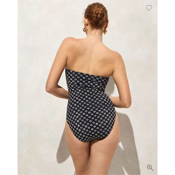 J. Crew Long-torso Gemma ruched bandeau one-piece Faded Black Size 14 NWT CI708 - Picture 3 of 8